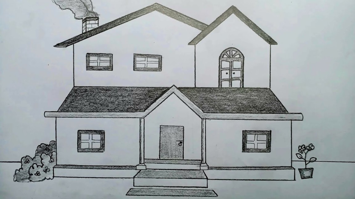 My dream house drawing 😍😍  House drawing for school project  Easy  pencil sketch house drawing